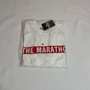 The Marathon Clothing White Tee with Red Logo